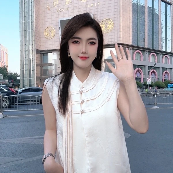 【大幂幂同款】新中式夏季高定版本复古国风气质无袖上衣28119