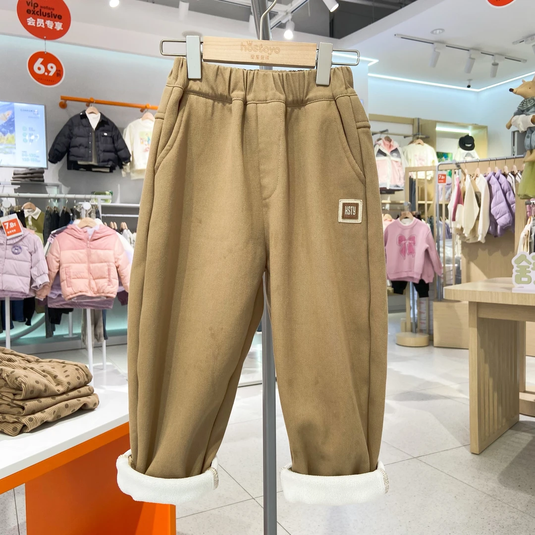 皇室童缘【童裤专家】【加绒】2024男童冬季长裤纯色百搭休闲针织