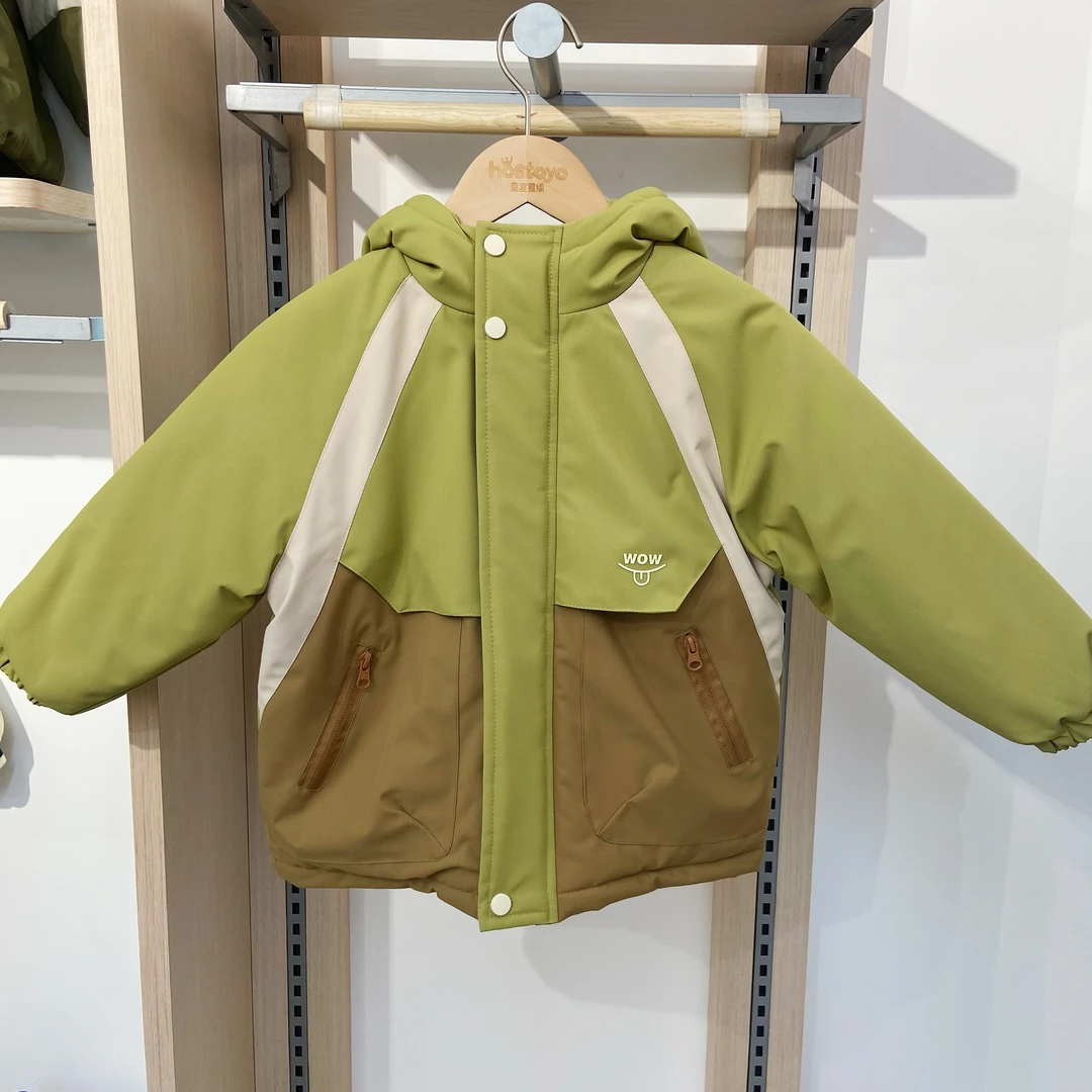 皇室童缘【加绒】男童冬装时尚棉服拼接连帽棉衣棉内胆保暖冬款