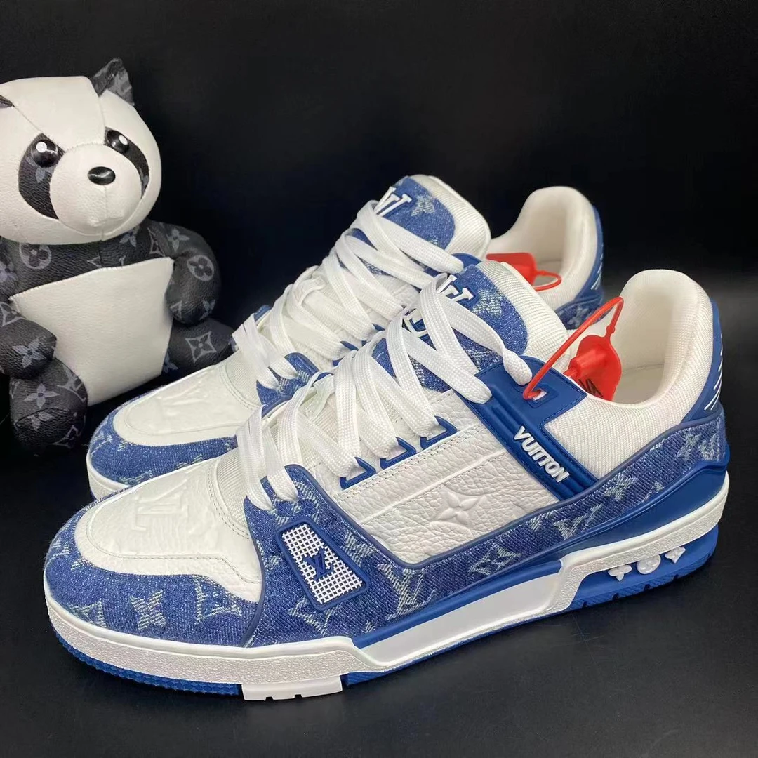 未使用/Louis Vuitton/路易威登白蓝牛仔吹那trainer/正品/潮鞋/