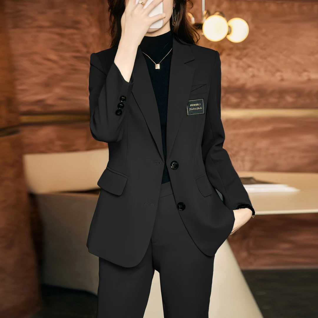 韩版黑色小西装套装女春秋新款高级感时尚气质休闲百搭女神范西服