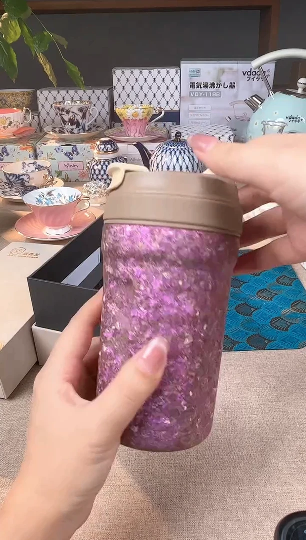 【闪购商品】瓷片217纯钛咖啡保温杯紫色420ml