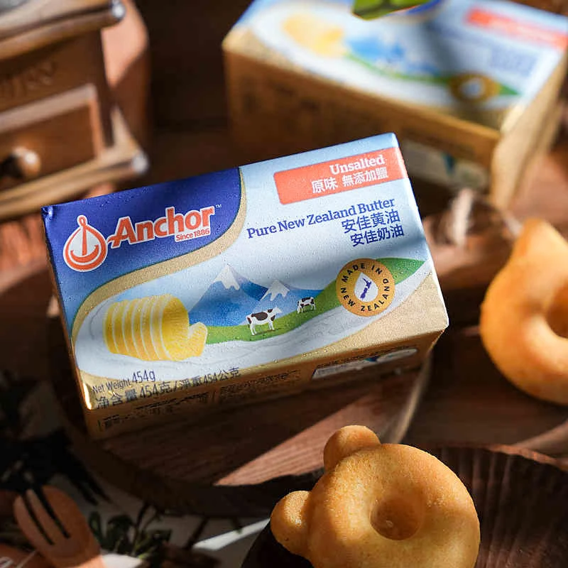 安佳淡味黄油454g 进口烘焙牛排面包曲奇雪花酥饼干材料动物家用