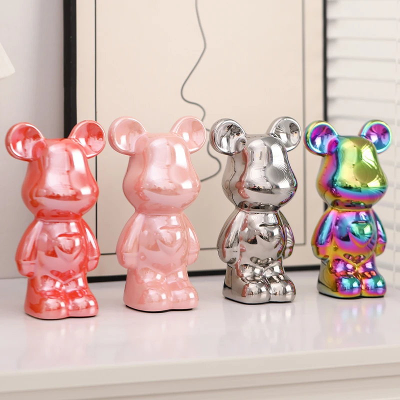 陶瓷熊摆件家居客厅玄关电视柜酒柜装饰品生日礼物桌面高档存钱罐