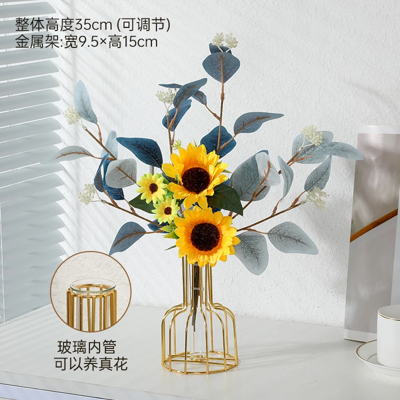 现代简约铁艺仿真花束花瓶摆件家居客厅玄关电视柜酒柜装饰品摆设