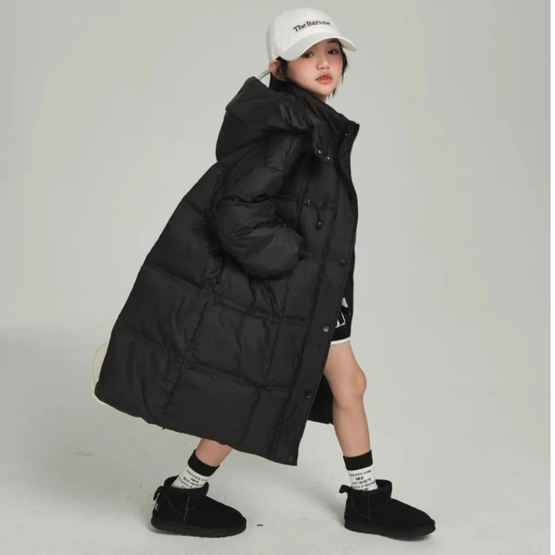 女大童羽绒服2023冬装新款90白鸭绒儿童中长款保暖韩版加厚长外套