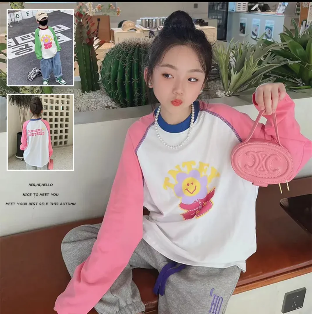 童装女童长袖T恤2022秋装新款儿童体恤衫宝宝春秋款上衣潮韩版
