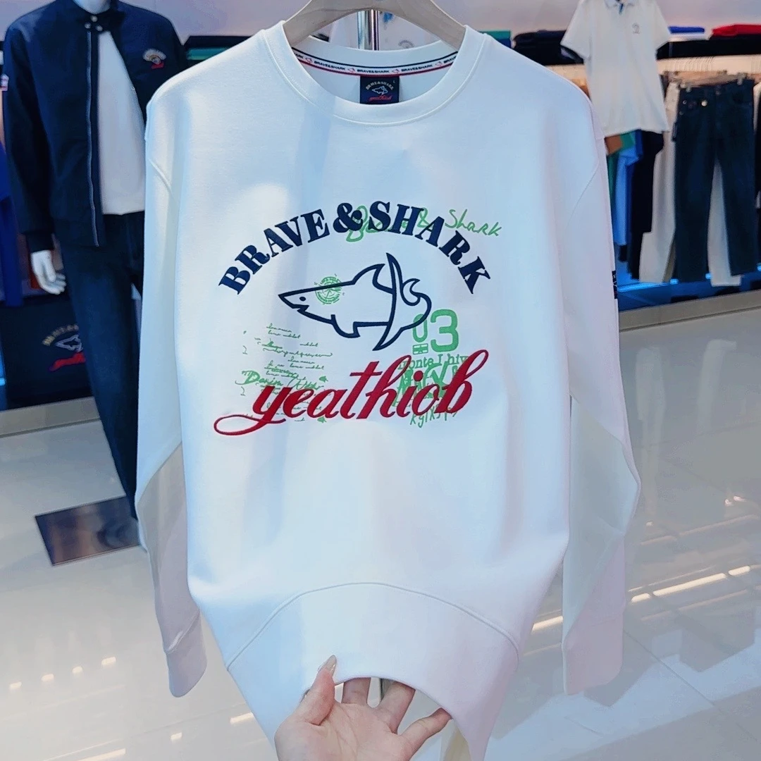 BRAVE&SHARK/勇士鲨鱼绣花印花字母男圆领卫衣宽松春季外套221111