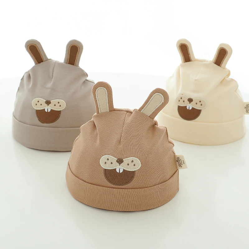 婴儿帽子春秋薄款0-3月新生幼儿宝宝胎帽纯棉可爱超萌初生月子帽