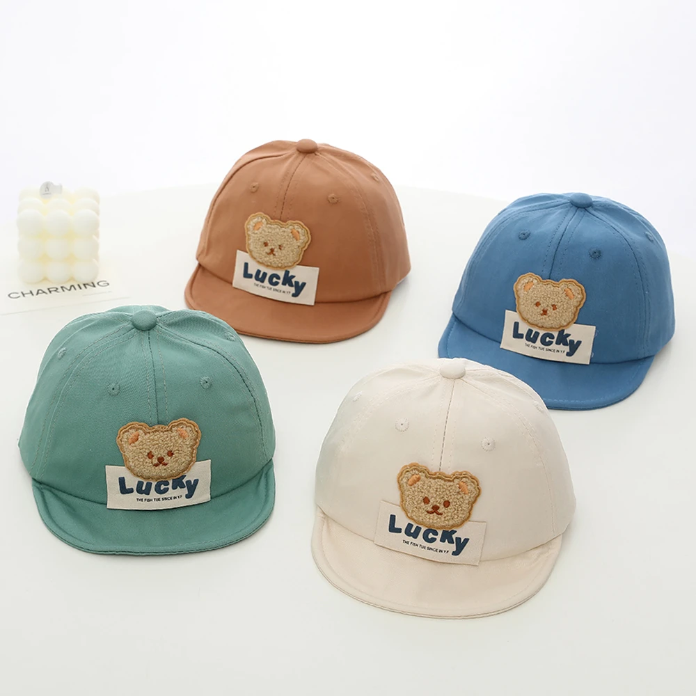 婴儿帽子lucky字母帅气翻边软檐儿童鸭舌帽男宝宝小女孩可爱遮阳