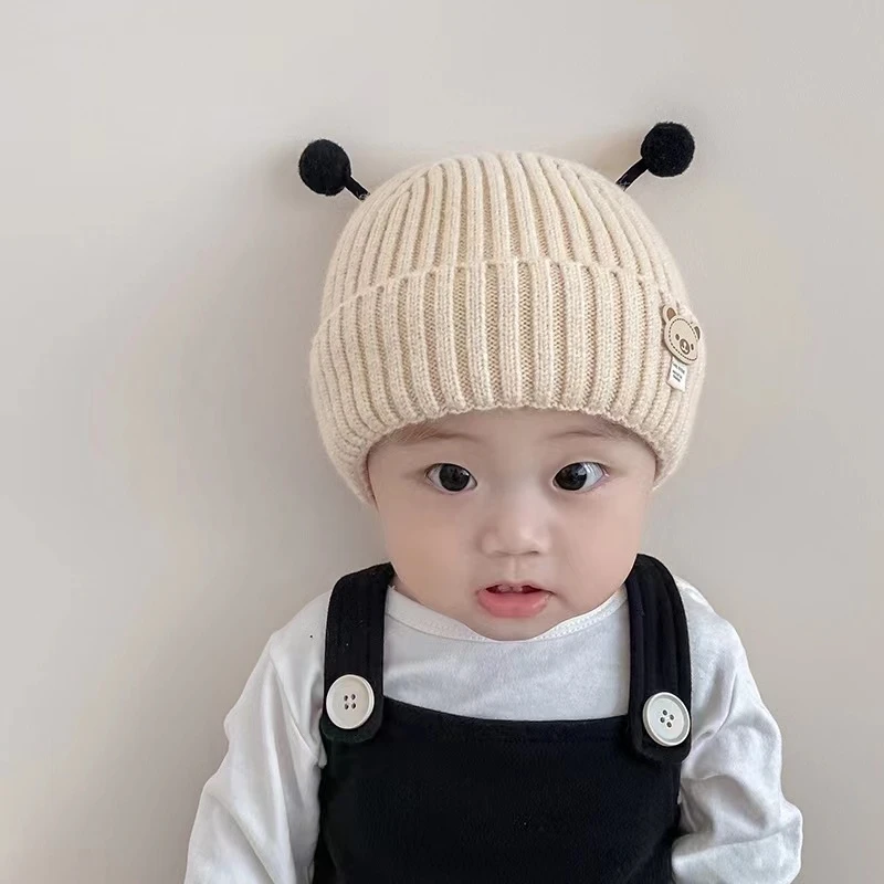 加内衬新年红色宝宝帽子过年可爱毛线帽男女童针织帽婴幼儿套头帽