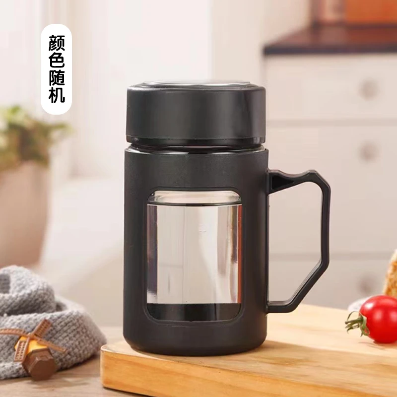 把手结实水杯玻璃杯杯子茶杯便携隔热玻璃耐高温创意家用杯zy12