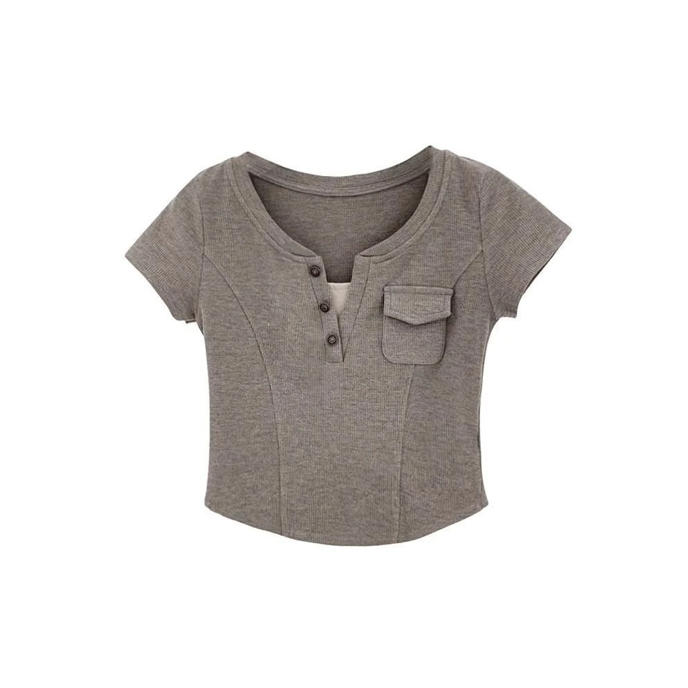 大码女装夏季新款假两件短袖t恤设计感小众胖mm正肩辣妹上衣ins潮