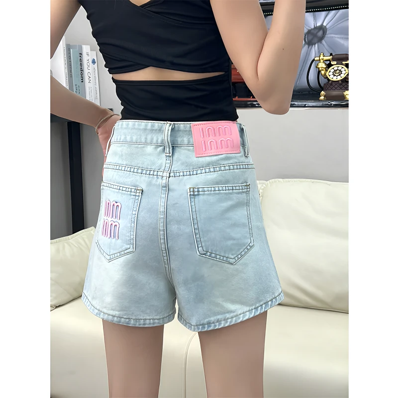 时尚潮流牛仔短裤女夏季2024年休闲a字裤新款高腰修身显瘦小个子