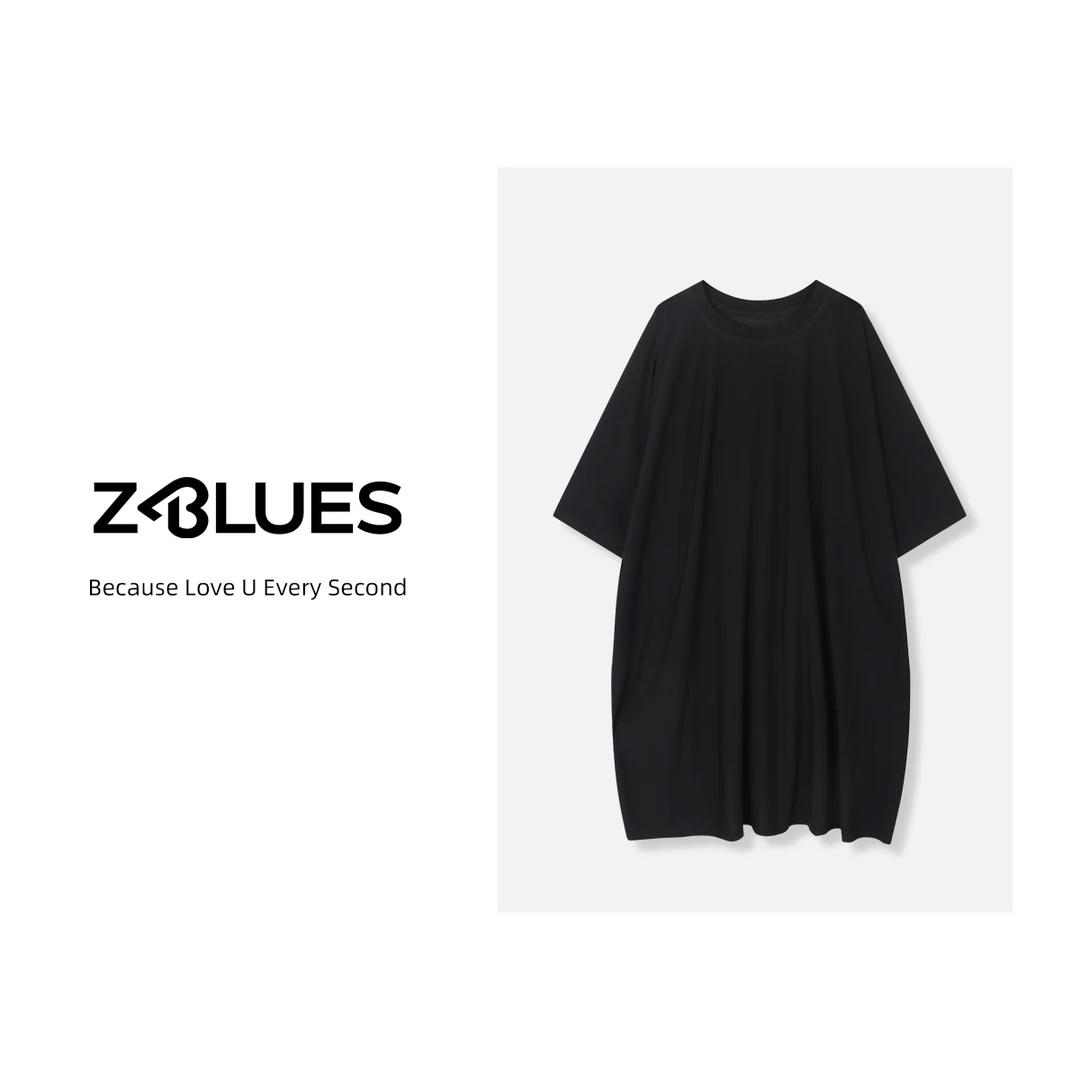 Z.blues【风吹半夏】冰感桑蚕丝T恤式个性连衣裙YZWL57WL
