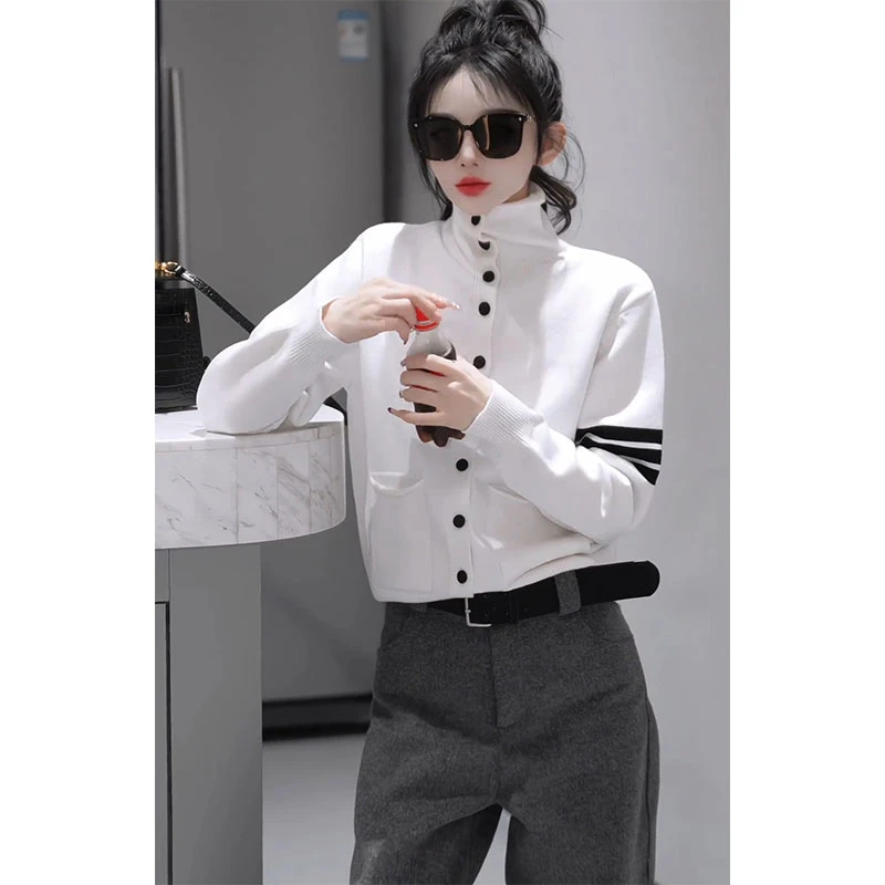 2024秋冬高级感宽松显瘦高领长袖毛衣百搭网红时尚打底针织开衫女