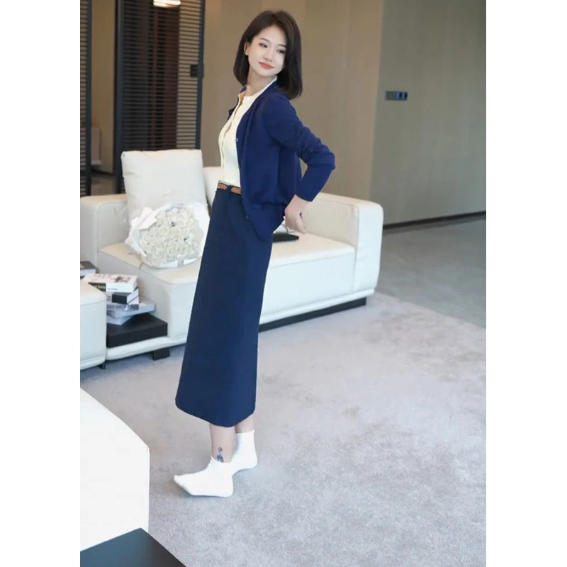 2025春季气质休闲假两件针织开衫外套高腰半身裙减龄盐系两件套装