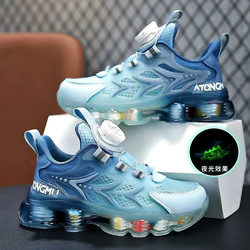 戈希森儿童篮球鞋夏季新款男童旋转扣夜光运动鞋中大童网面单网鞋