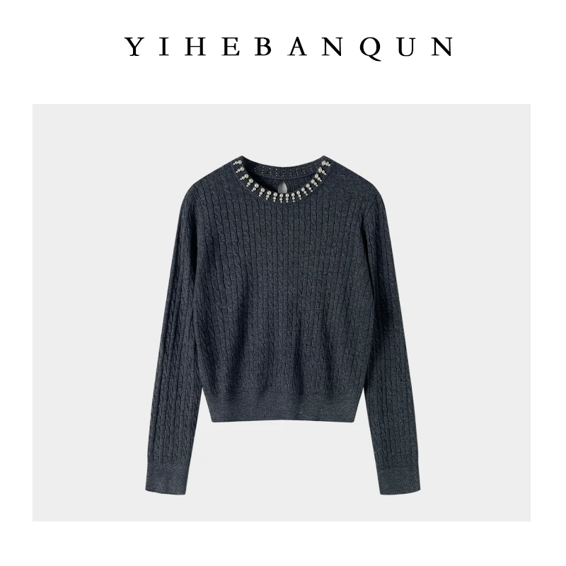 羊毛圆领毛针织衫2024秋冬新款时尚轻奢长袖修身显瘦百搭打底上衣