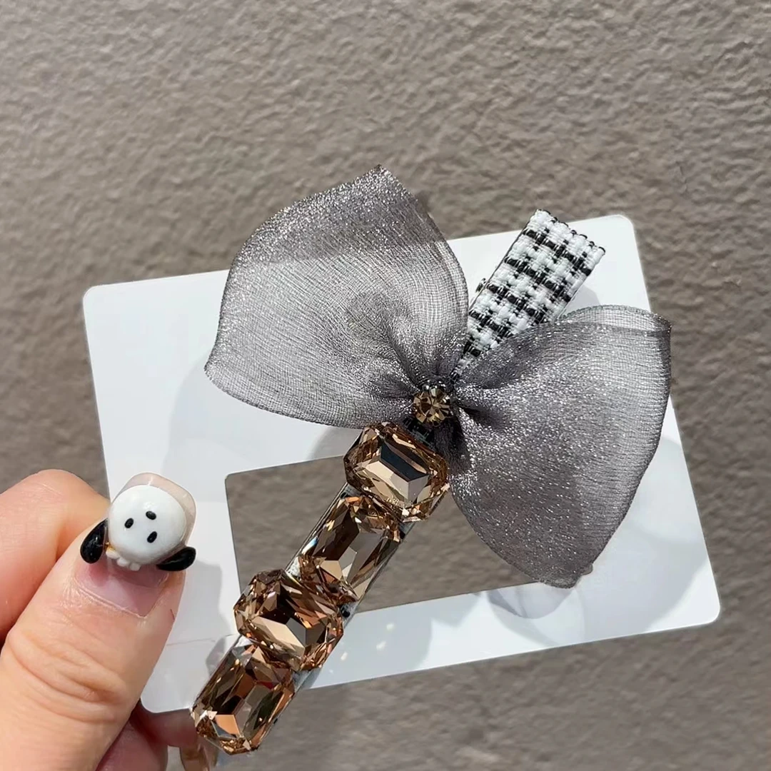 高级感薄纱蝴蝶结闪闪发夹Y76