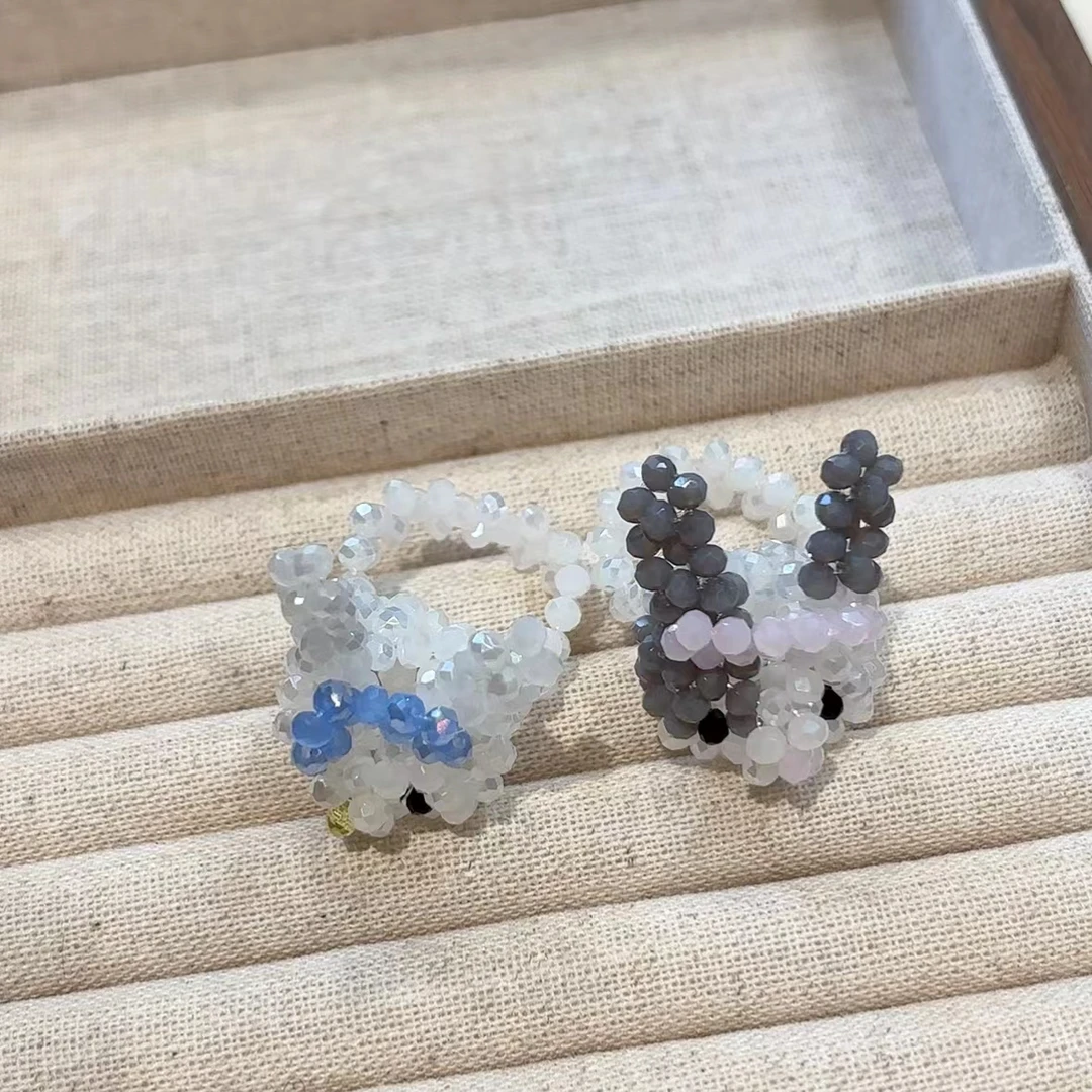 非金属树脂戒指 设计款可爱珠珠兔兔戒指J100