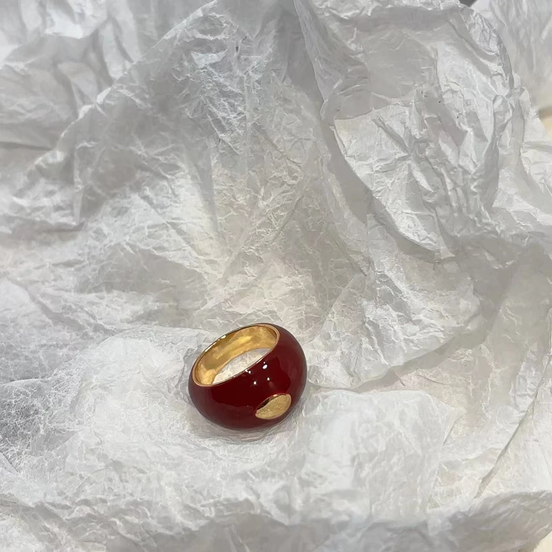 合金戒指 高级感复古红戒指J97