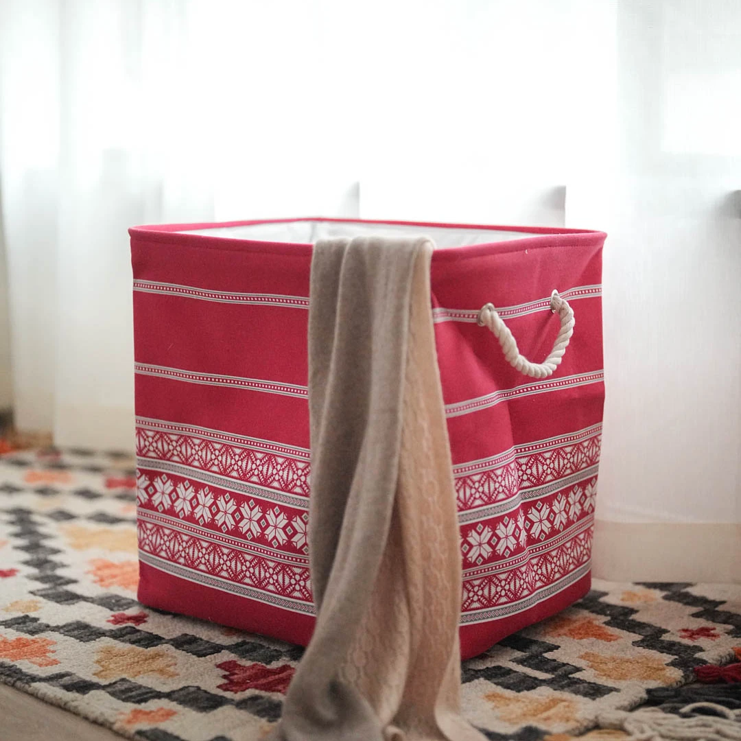 【奇居专属】100升红色波西米亚牛津帆布可折叠储物收纳筐