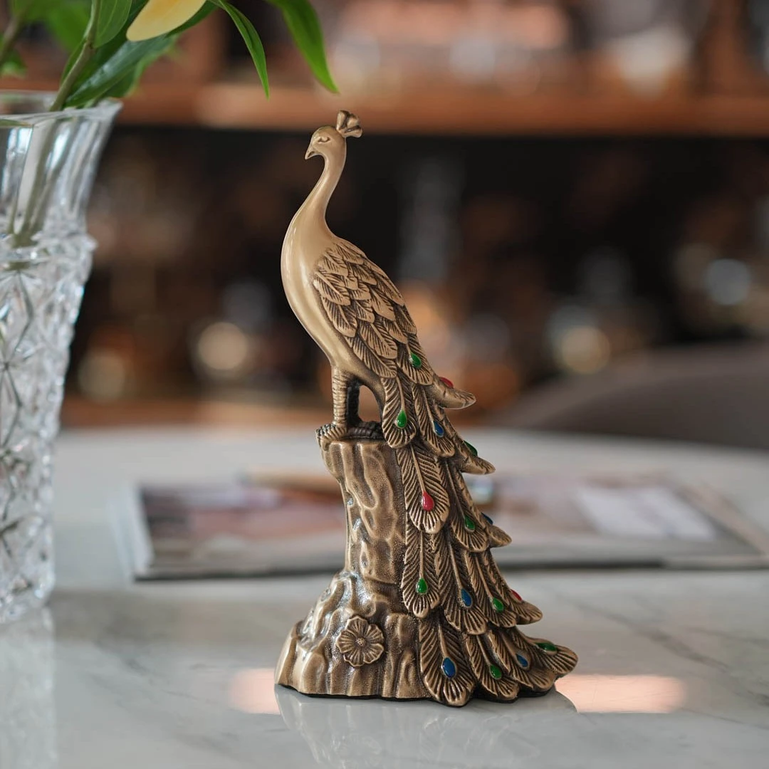 【奇居专属】新中式全铜孔雀摆件书房玄关品#PXD1901
