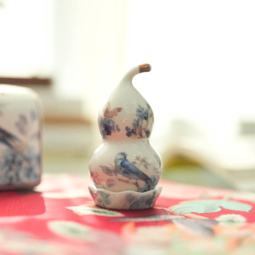 【奇居视频】喜上眉梢高骨瓷葫芦牙签筒家用餐厅牙签罐摆件#231102