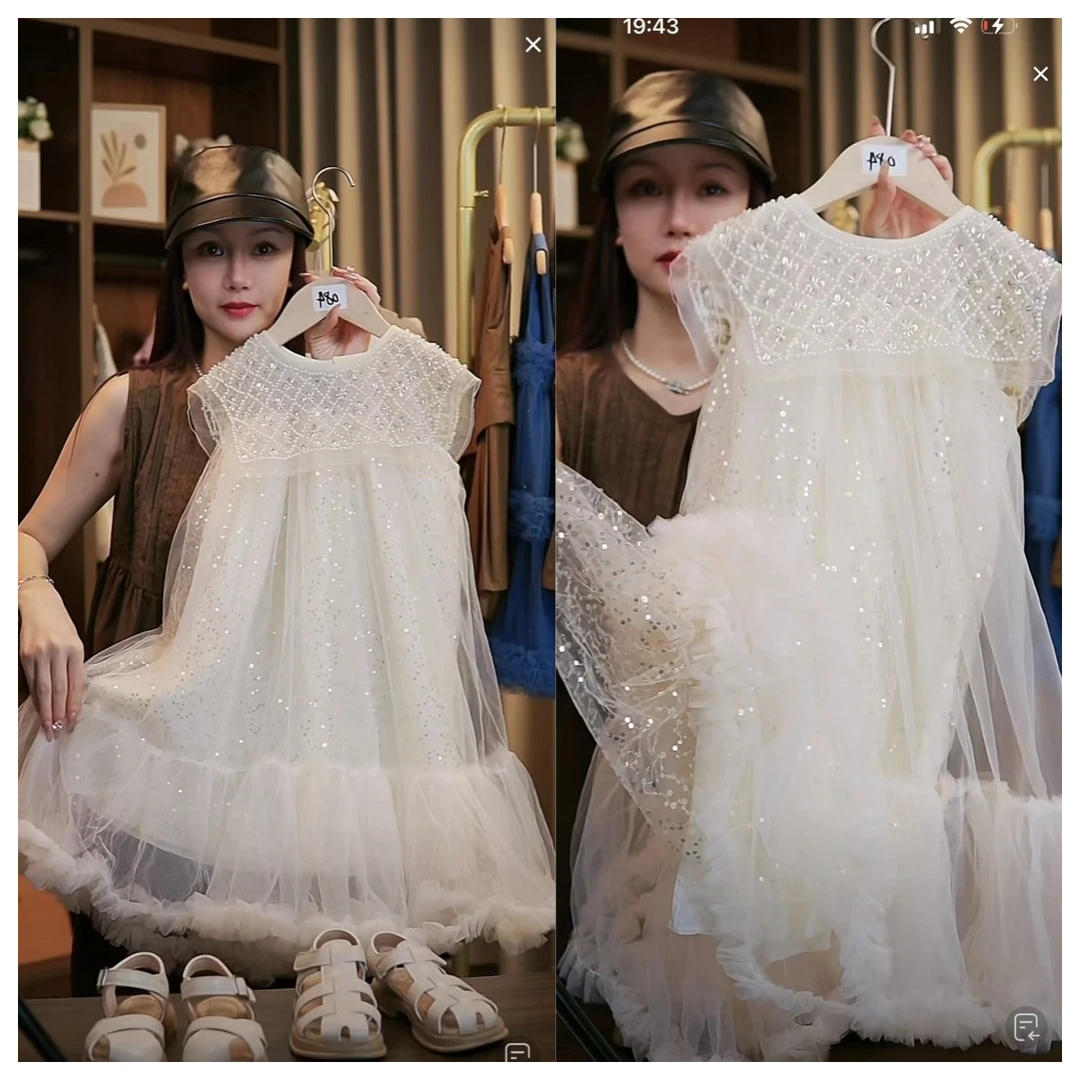 YH240153款儿童夏季洋气时尚甜美女童走秀亲肤重工公主连衣裙