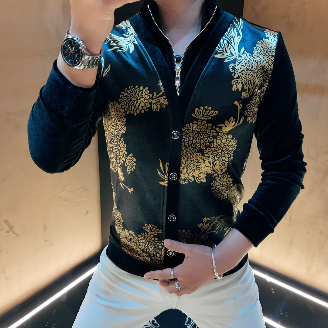 浩哥欧货长袖衬衫假两件上衣休闲卫衣网红秋百搭潮流商务轻奢修身