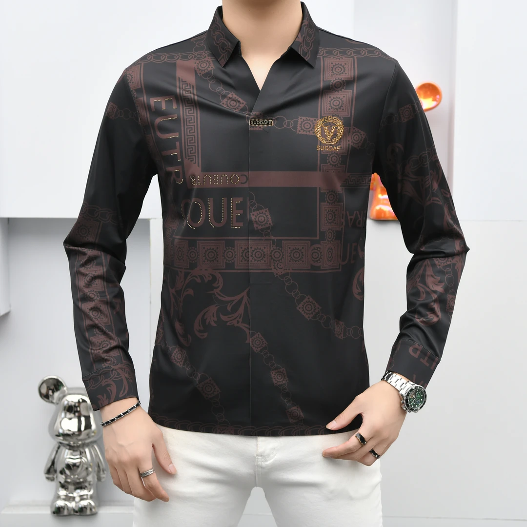 浩哥欧货男士长袖洋气上衣休闲春秋季无痕衬衫百搭潮流轻奢修身