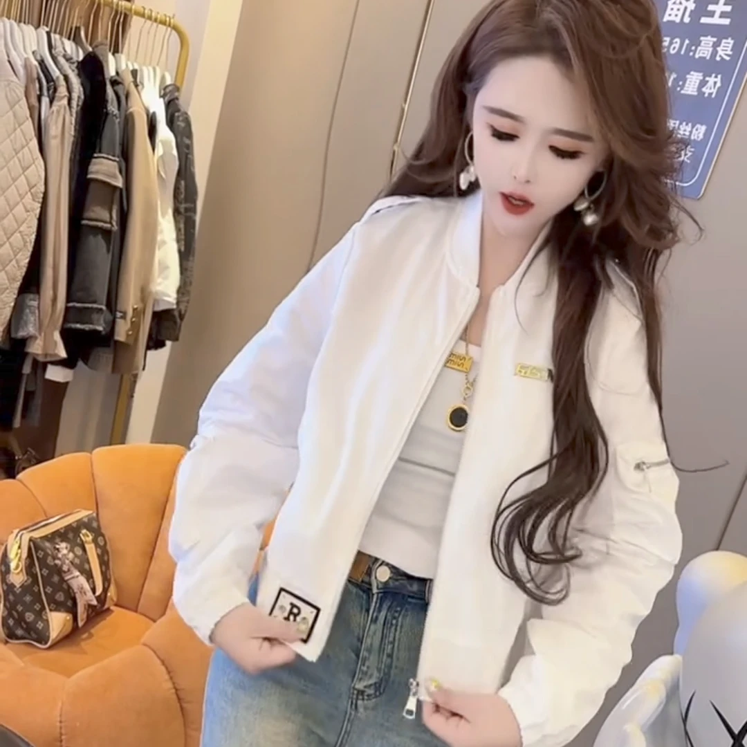 2024春夏新款时尚洋气防晒短外套简约显瘦小个子棒球夹克女上衣开