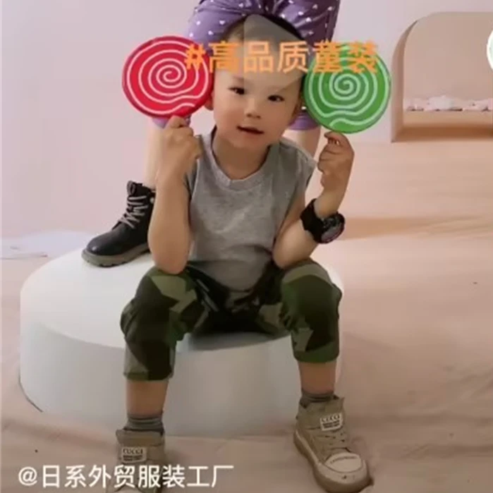 2A015新款儿童纯棉无袖休闲背心夏季圆领百搭上衣萌娃夏季穿搭