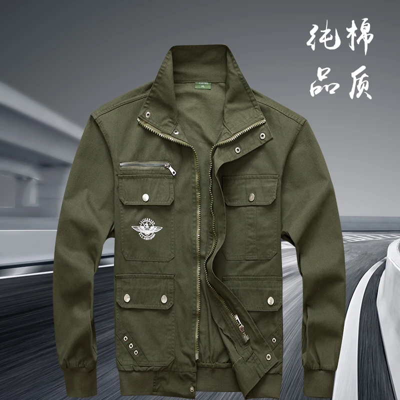 工作服男士外套单件棉线耐磨电焊工车间干活单上衣工装迷彩劳保服