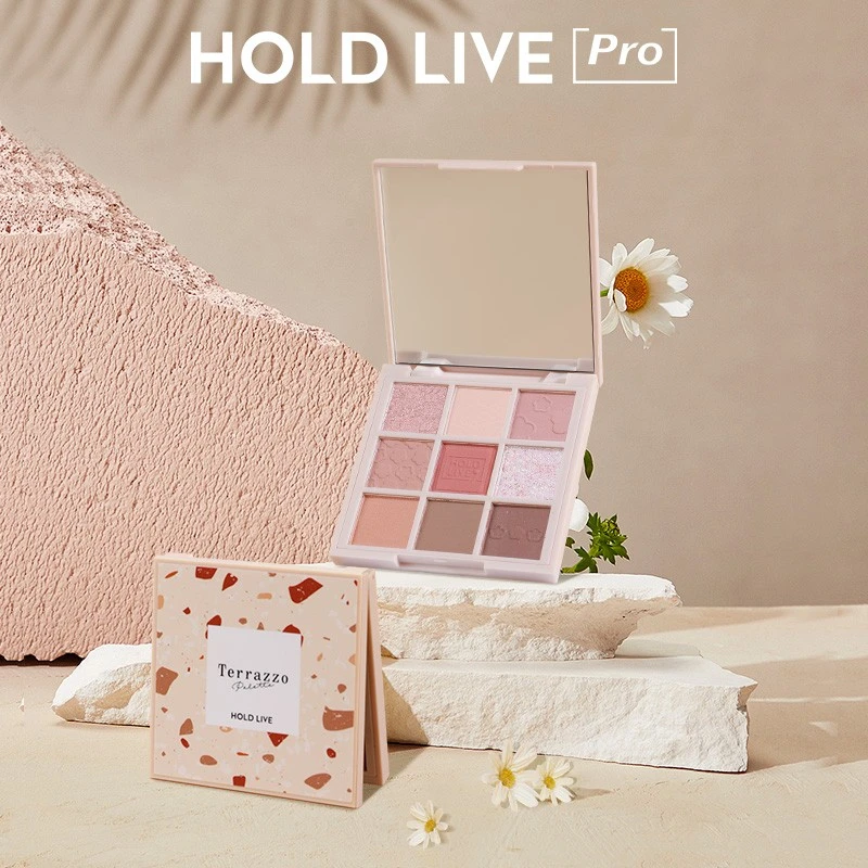 【官方店】HOLD LIVE水磨石眼影盘 奶咖玫瑰清新九色盘珠光哑光
