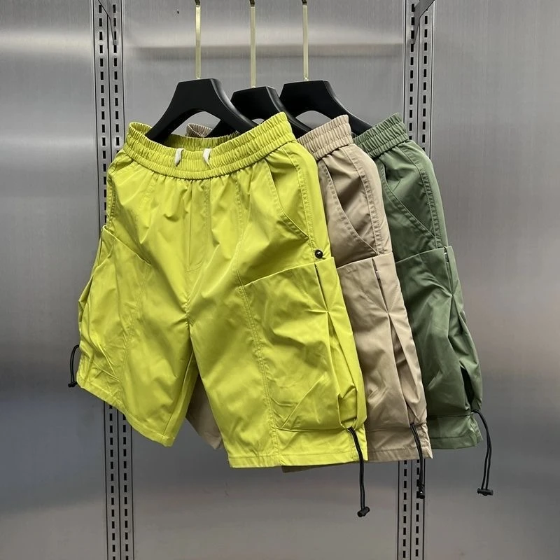 薄款口袋中裤夏季五分裤休闲裤五分韩版时尚男装速干宽松短裤