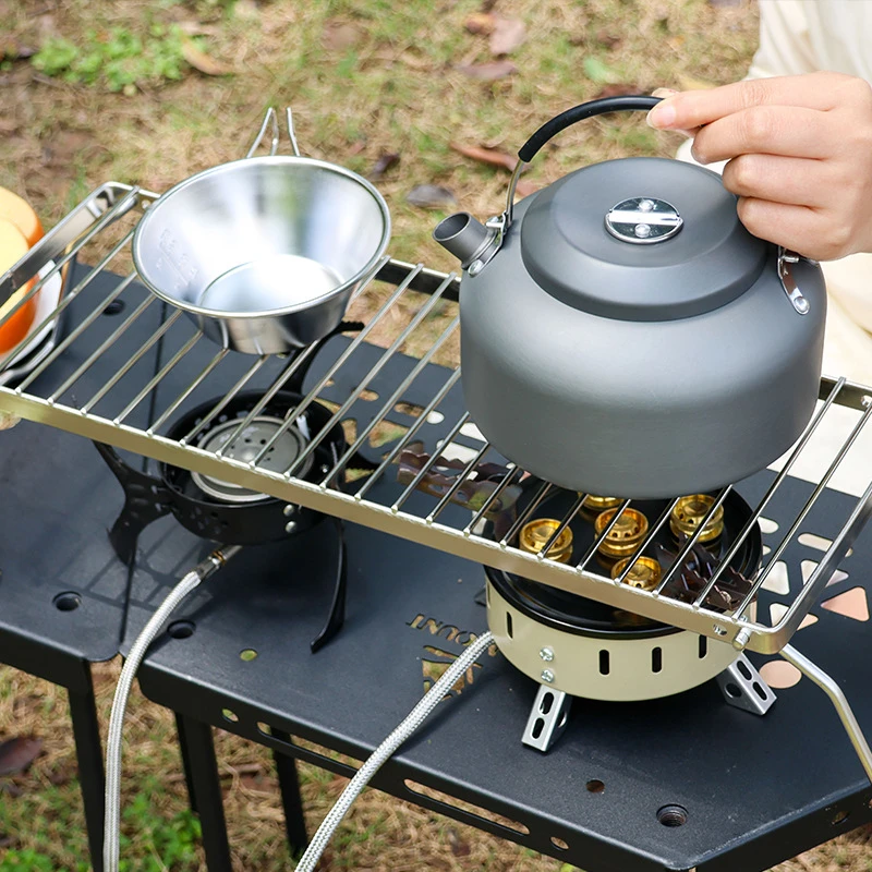 户外炉头支架露营必备加长不锈钢条纹架烤盘水壶架便携可折叠烤架