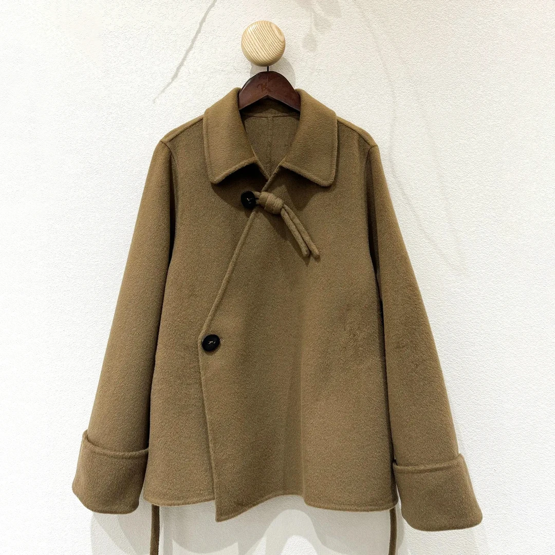 气质翻领中式短大衣时尚百搭女C381341