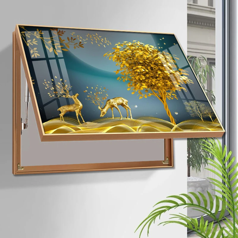 装饰画打孔立体电表现代瓷画镶钻晶免遮挡箱盒电表箱简约总开关3d