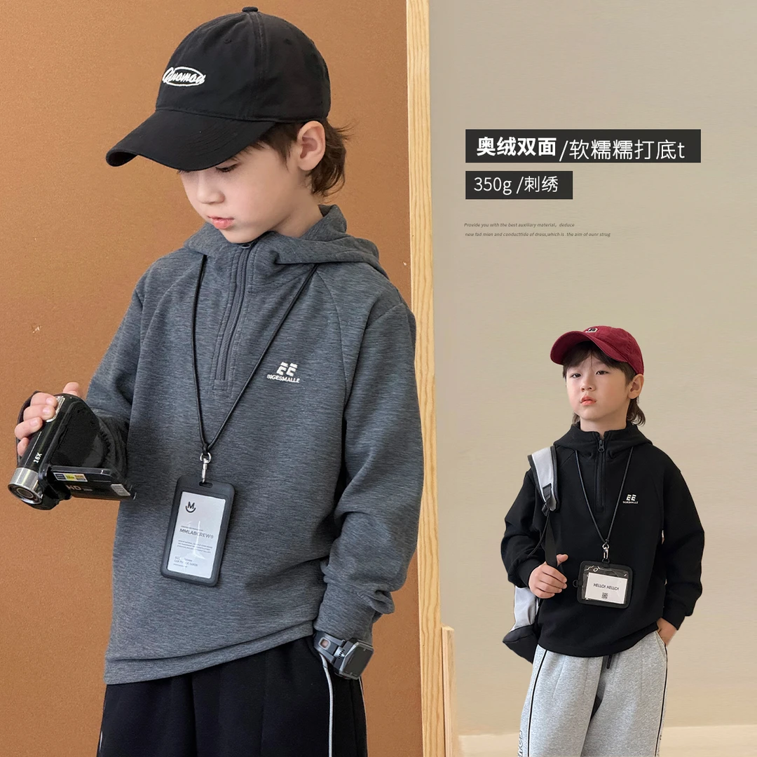 男童打底衫冬装自制连帽儿童软糯舒适内搭中大童套头衫韩TY70858