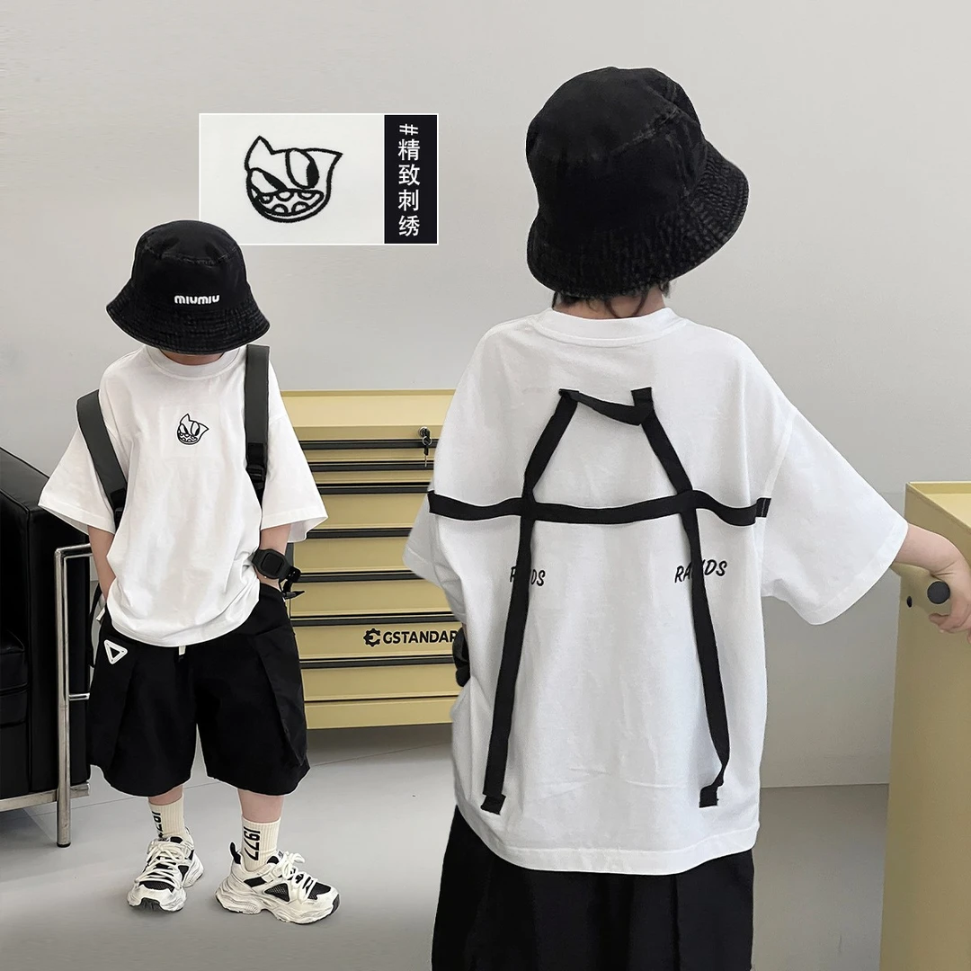 男童短袖T恤夏季薄款中大童百搭白色上衣儿童休闲洋气半袖TY70732