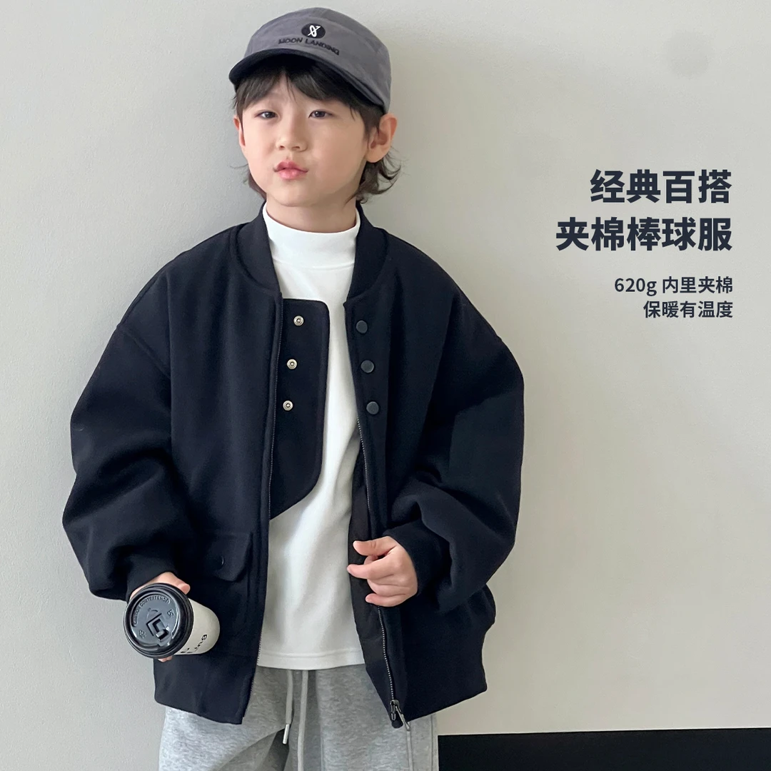 男童夹棉外套冬装爆款中大童休闲上衣韩儿童洋气棒球服厚KS-3688