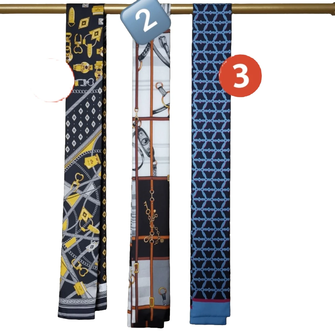 锦上 手工印花 重磅真丝双面双层  超长条时尚小围巾 9.5*163cm