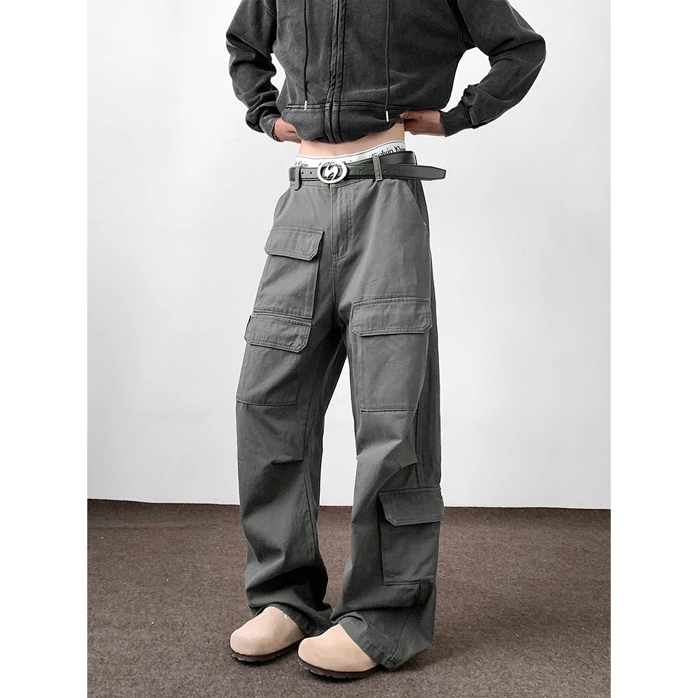 cleanfit美式高街多口袋功能工装裤男潮宽松直筒阔腿复古休闲长裤