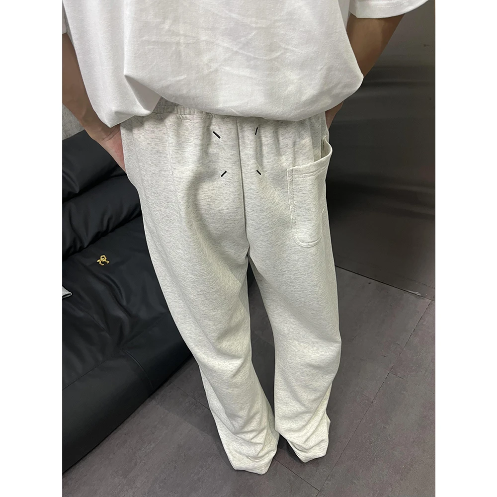 chements秋冬保暖弯刀裤男宽松直筒拖地卫裤休闲运动灰色长裤女潮