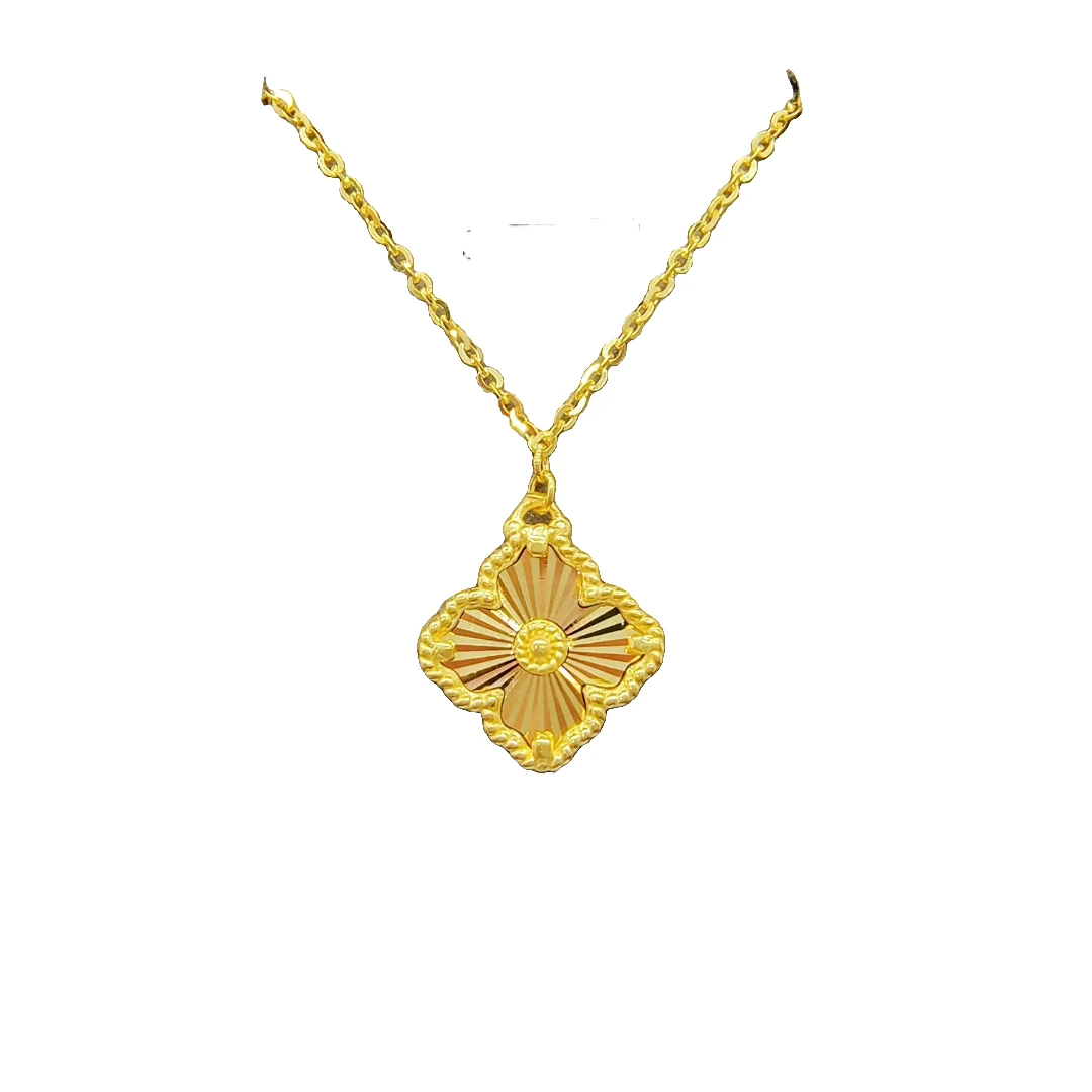Chow Tai Seng/周大生黄金四叶小草小方糖套链足金玫瑰项链经典款