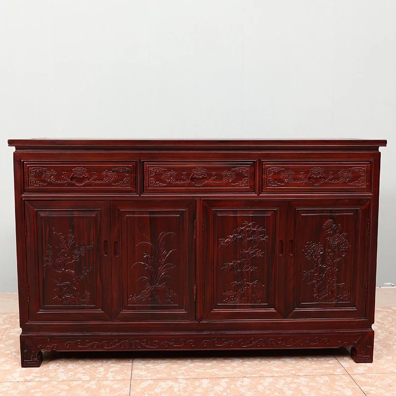 南美酸枝全料中式古典雕花储物餐边柜隔断家用