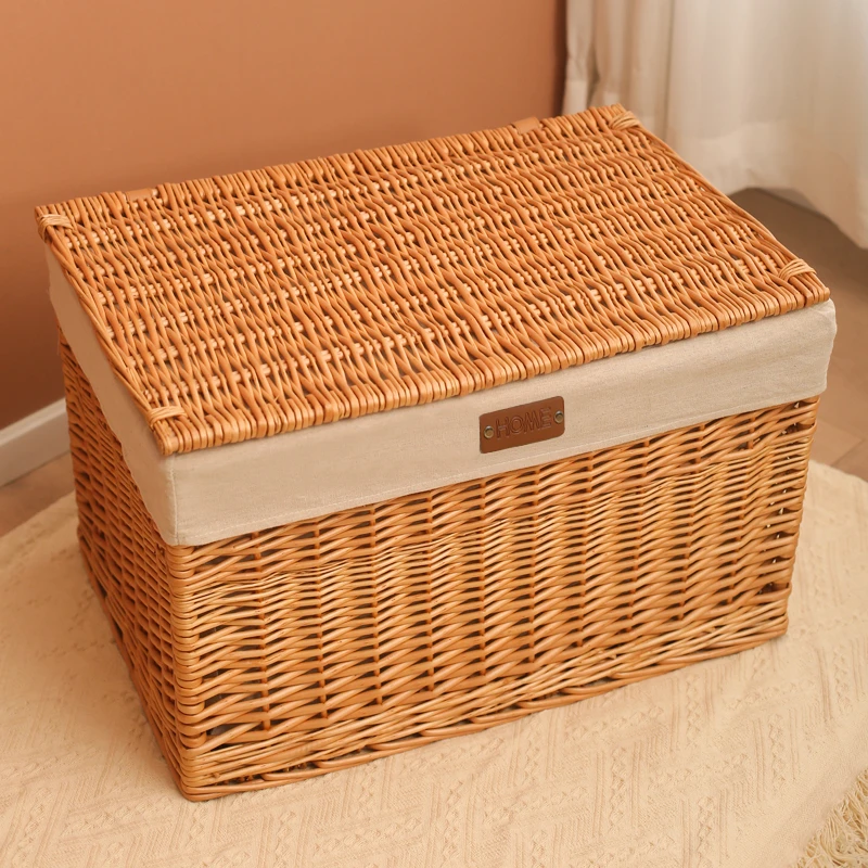 桌面柳编箱收纳筐篮子编织篮收纳筐大号杂物篮藤编箱长方形收纳