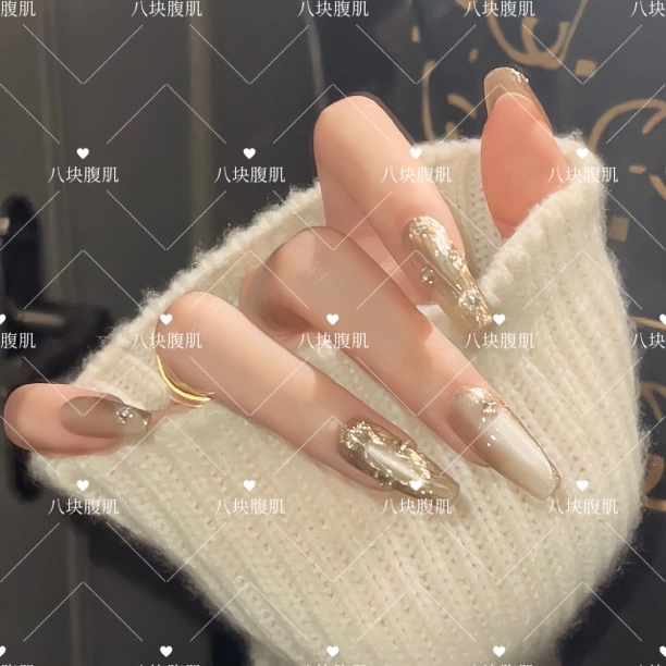 【银河香槟】猫眼夏日款设计穿戴甲温柔纯手工气质纯欲ins风